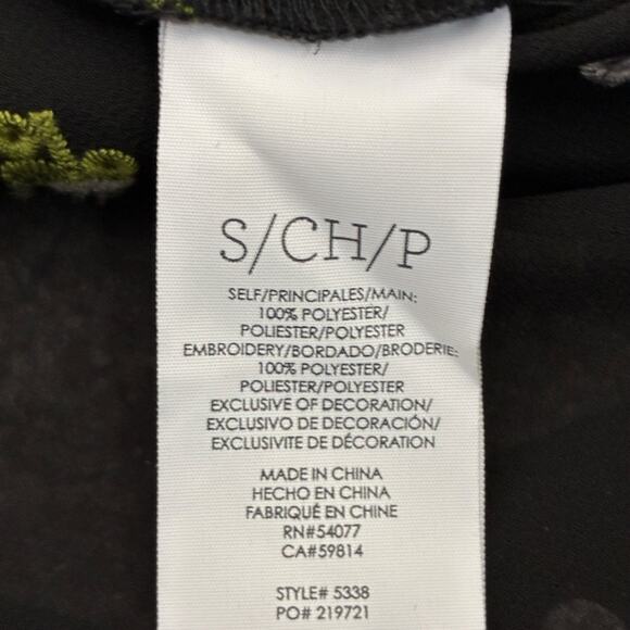 Cabi Alegria Floral Sheer Top Womens S Black Embroidered Long Sleeve Career - Picture 7 of 7